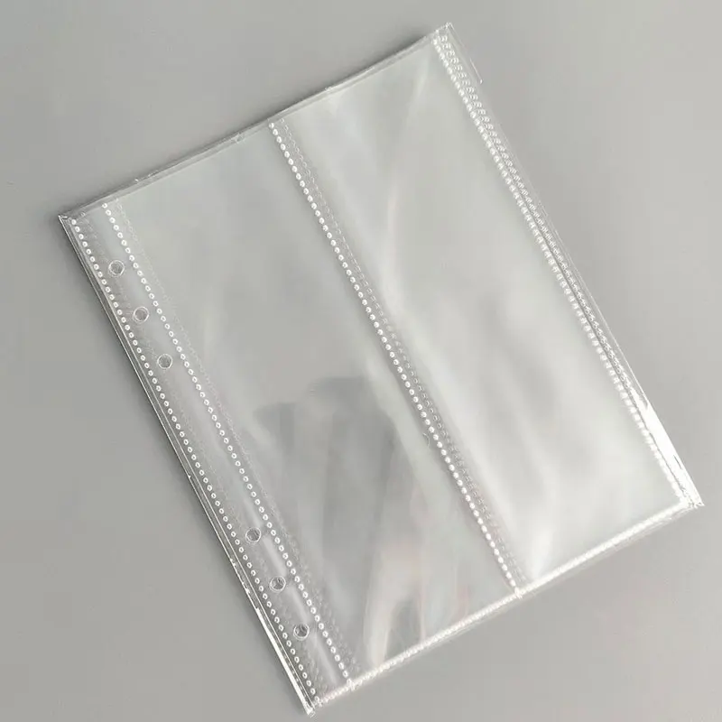 Reliure Transparente A5 à 6 Anneaux avec 1, 2 ou 4 Pochettes, Support de Stockage Transparent pour Carnet de Notes, Agenda, Photo, Licence, Station