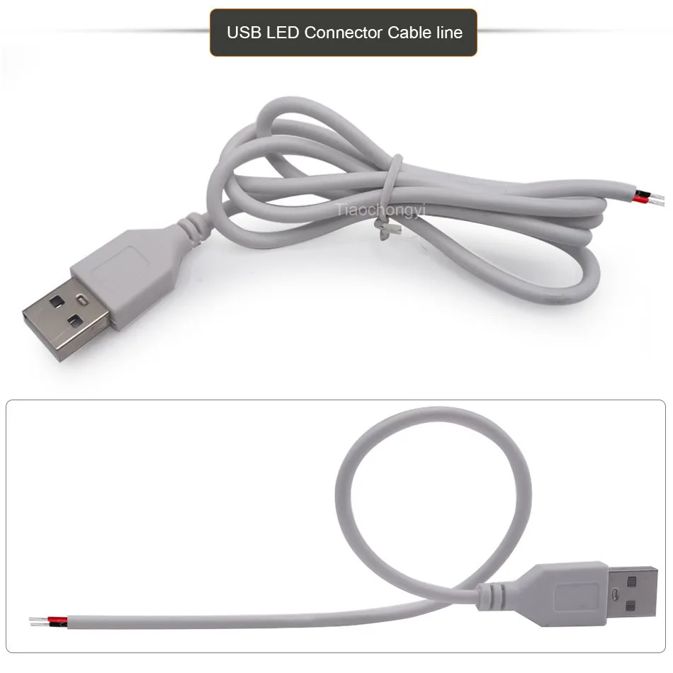30CM 50CM 100CM USB LED Connector Cable line 2pin USB Socket Power Connect Wire Connectors for DC5V Single Color LED Strip Light