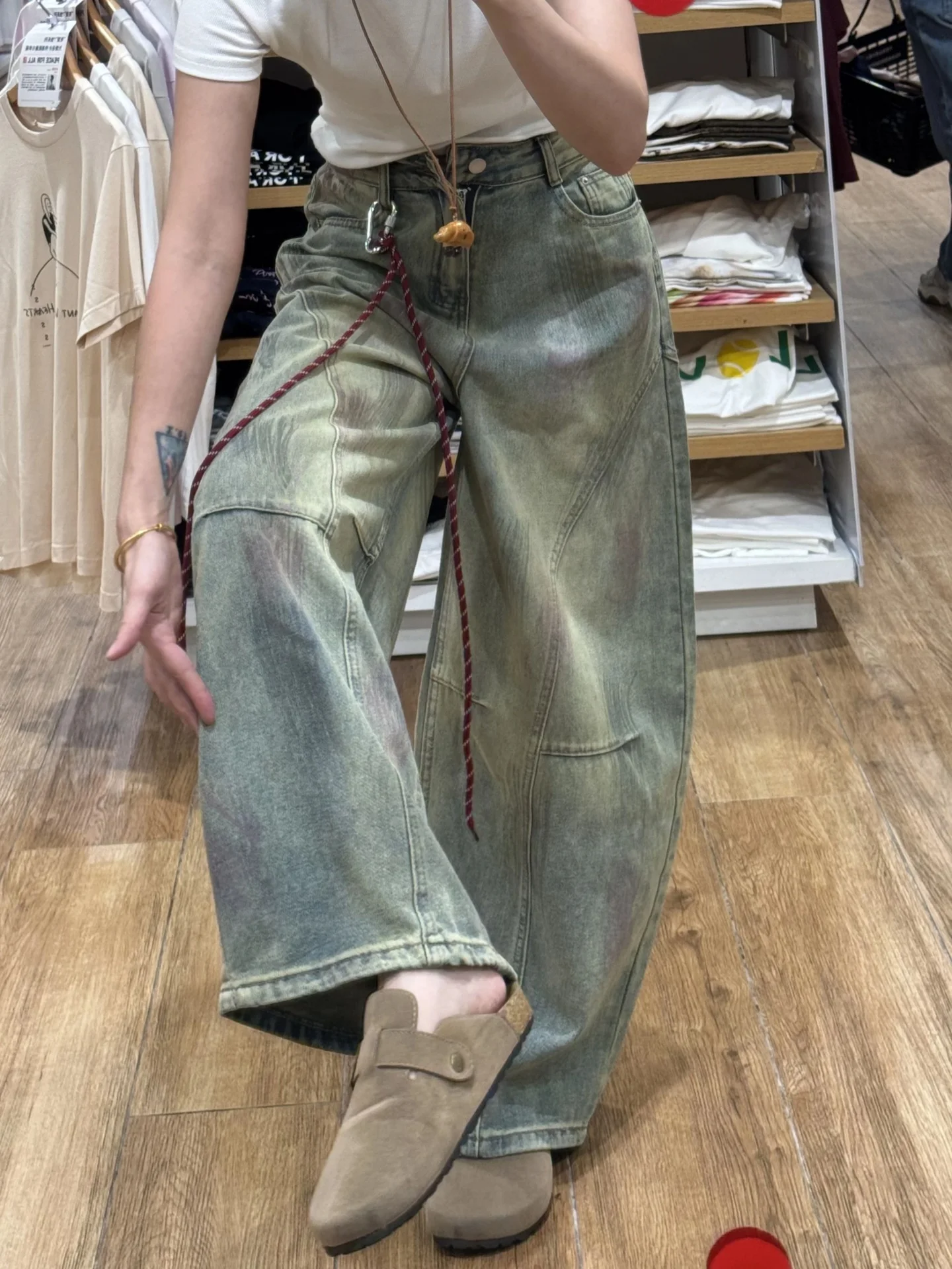 

plus Size American Retro Straight Leg Jeans Women's Spring Autumn Loose High Waist Slimming Wide Leg Pants for Pear aped Body