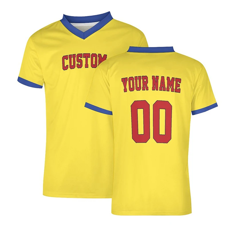 Yellow Men Football Jersey Custom Soccer T-shirts Mesh Sportwear Team Game Plus Size Clothing Cool Quick-Drying Training Wear