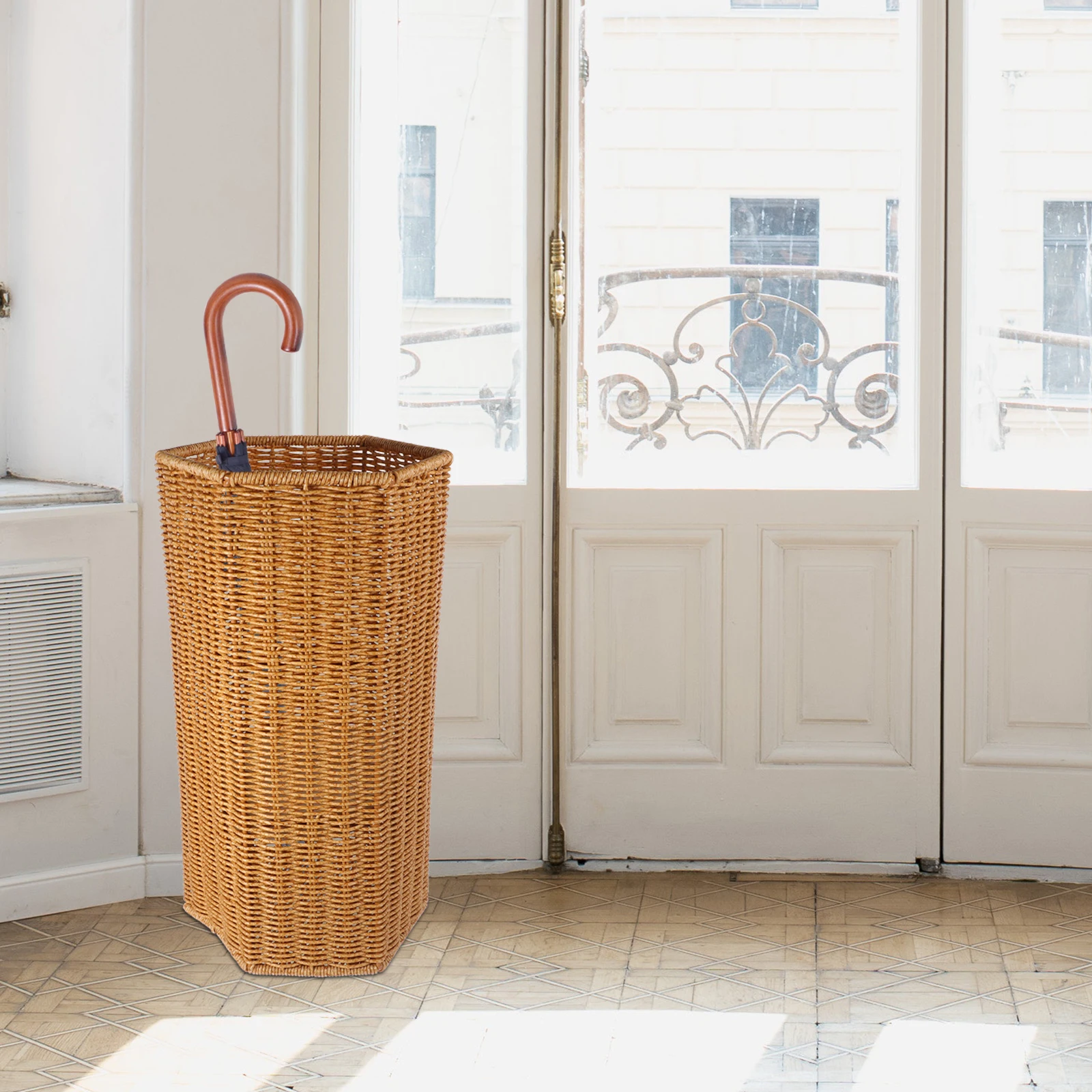 

Umbrella Storage Bucket Stand Indoor Umbrellas for Rain Plastic Entryway Rustic Rack Wicker