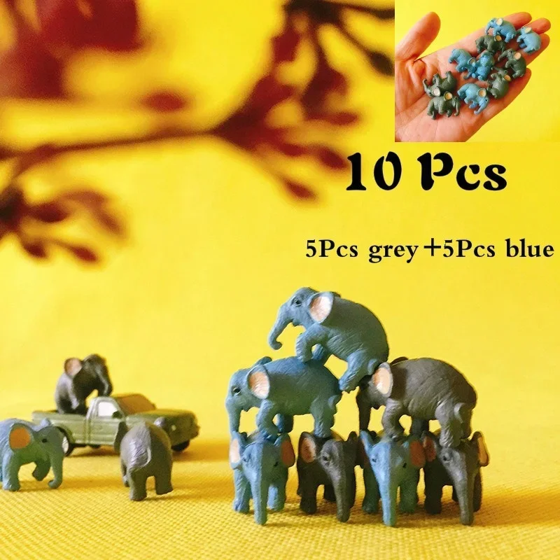 5Pcs/set Miniatures Animals Elephants Cute Garden Terrarium Figurine Home Desktop Decor Office Ornament Kawaii Accessories