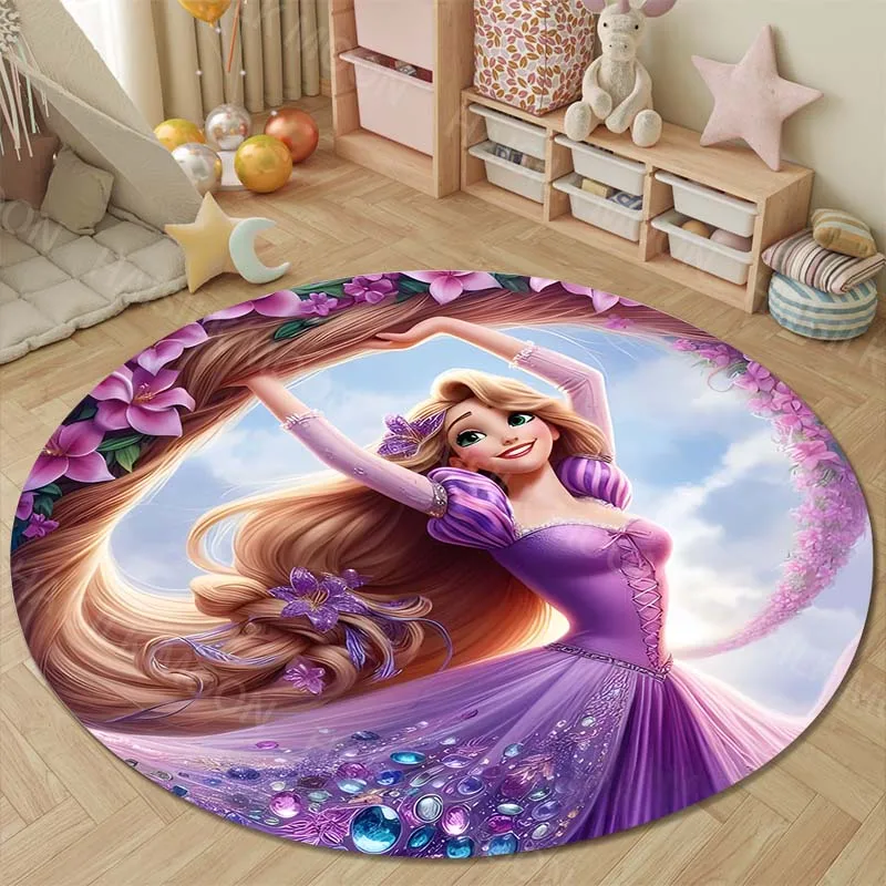 Tappeti rotondi Disney Princess Rapunzel per camera da letto Tappetini per camera dei bambini Tappetino per sedia da bagno per la casa Tappeto