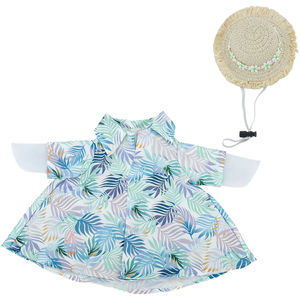 23 Inch Hawaiian Duck Outfit for Porch Decor Includes Shirt and Straw Hat Tropical Green Coconut Butterfly Colors