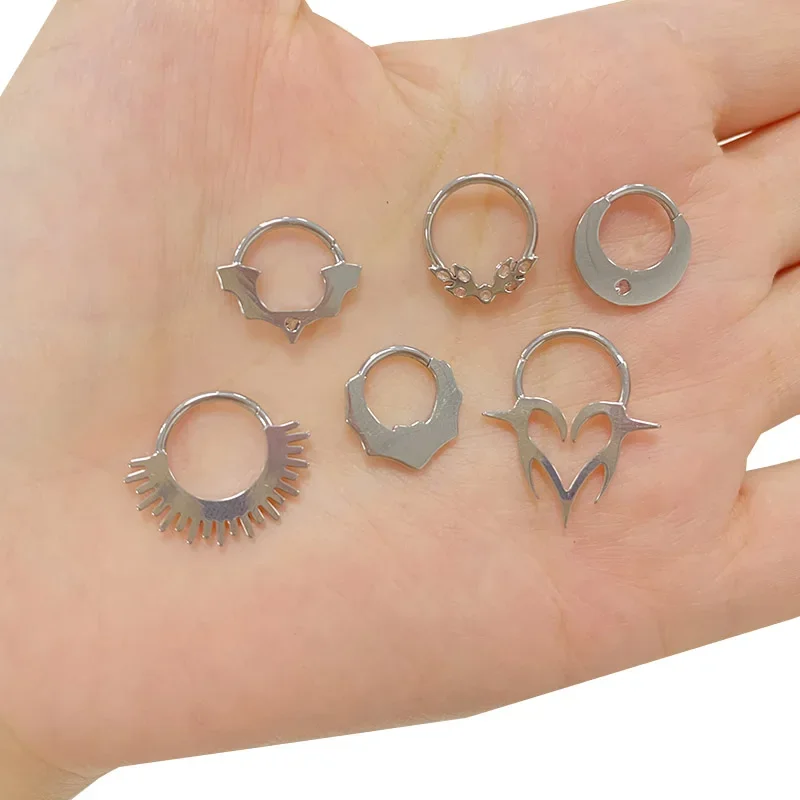 ASTM F-136 Titanium PIERC Nose Ring Ear Tragus Hinged Clicke Nipple Ring Earring Hoops Labret Rings Trendy Piercing Jewellery