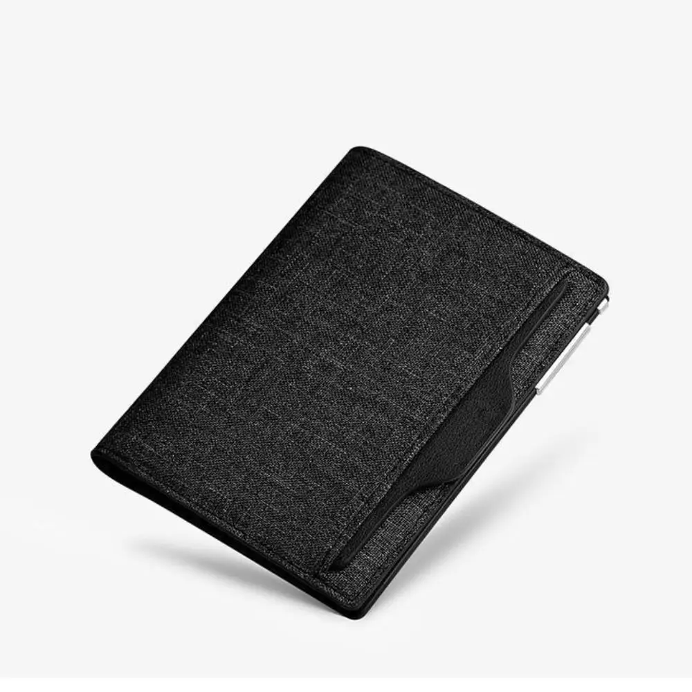 

Новый мужской короткий кошелек из искусственной кожи, двойной, черный, синий, с несколькими карманами, большой вместимости, тонкий кошелек для денег, для мужчин и женщин