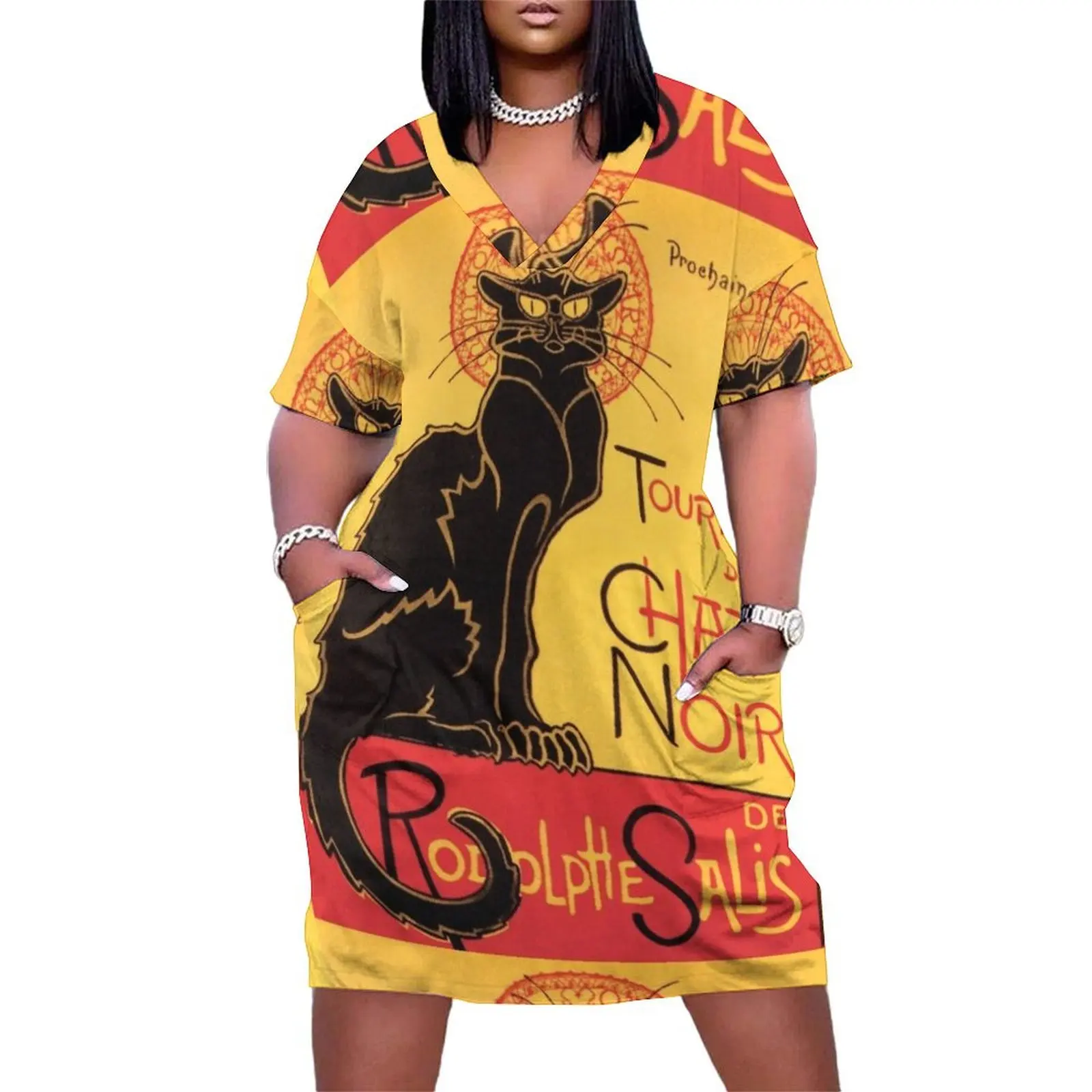 

Le Chat Noir Vintage Poster Loose Pocket Dress women's summer dresses 2025 wedding dresses for woman