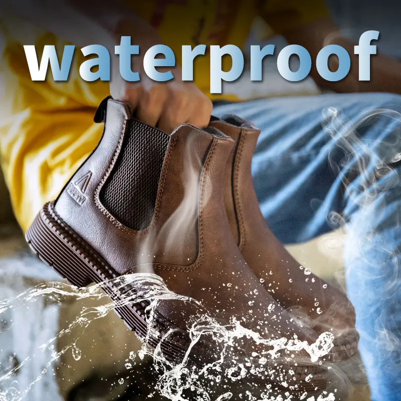 Pu Leahter Water Proof Safety Work Shoes For Men Steel Head Boots Male Footwear Indestructible Construction Work Boots