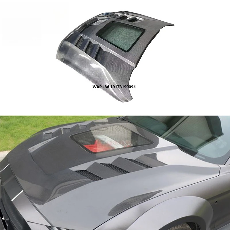 

For Coupe 2018-2022 Carbon Fiber GTSS Style Clear Glass Car Hood Front Engine Valve Cover Auto Accessories Parts