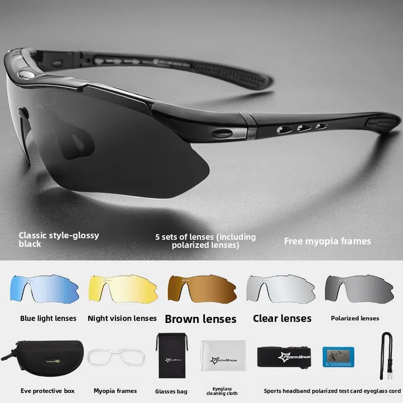 

Hot Sale Polarized Cycling Glasses Men Sports Sunglasses Road Mountain Bike Bicycle Riding Protection Goggles Eyewear 5 Lens