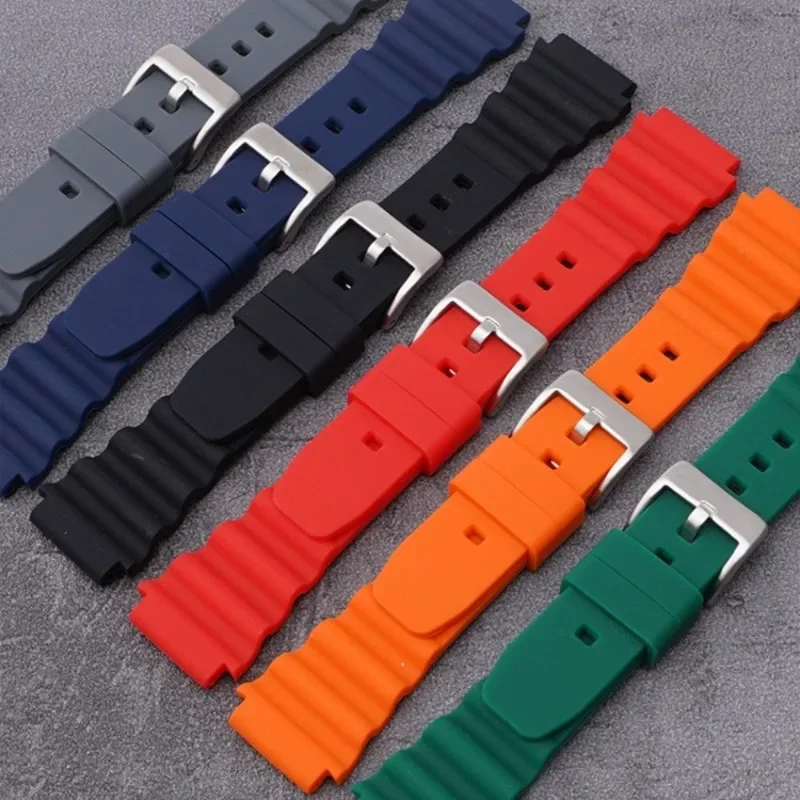 20mm 22mm Silicone Strap For Rolex SUBMARINER for Seiko SKX007 SRP777J1 for Casio Sport Watchband Waterproof Diving Bracelet