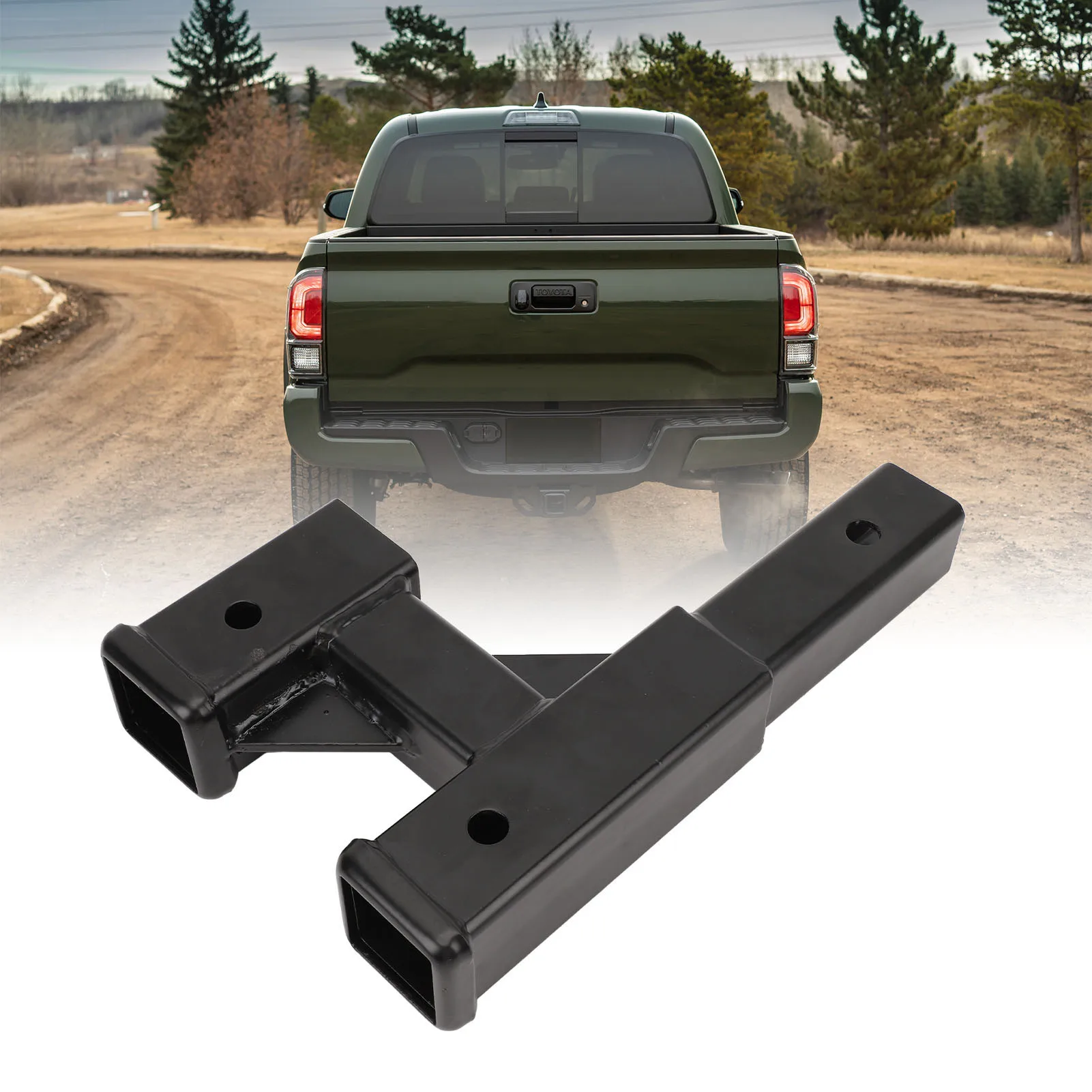 

Double Hitch Receiver Trailer Dual Hitch Extension Riser Hitch Adapter Replacement For Cars SUVs Trucks RVs with 2in Towing Port