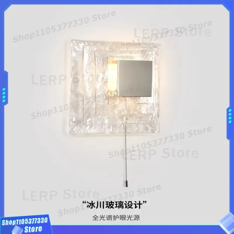 Minimalist Bauhaus Wall Lamp Ancient Bedside Light Creative Glacier Glass Bedroom Ambient Lighting Decorative Background