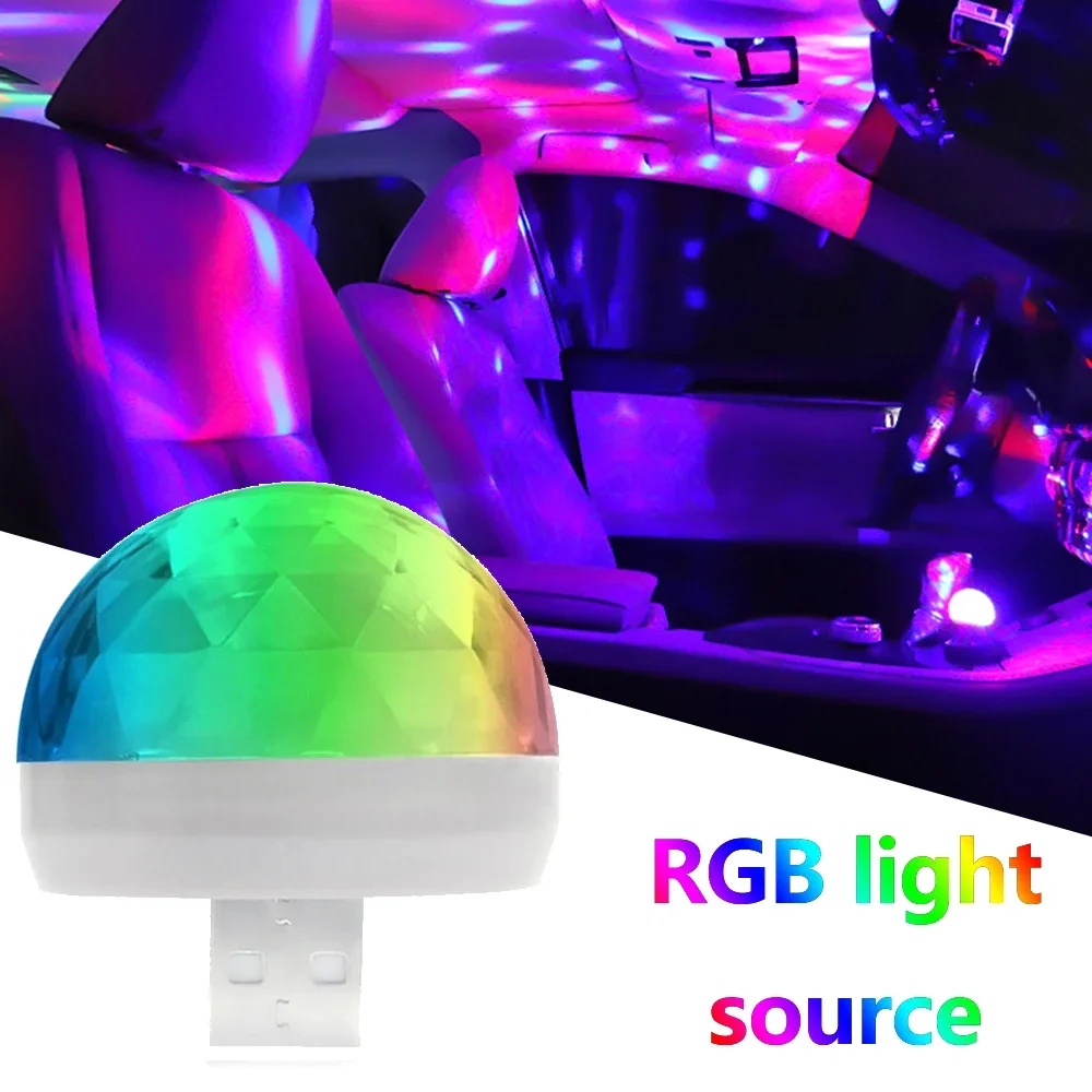 

1 PCS Car USB Ambient Light DJ RGB Mini Colorful Music Sound Led Interface Holiday Party Atmosphere Interior Dome Trunk Lamp