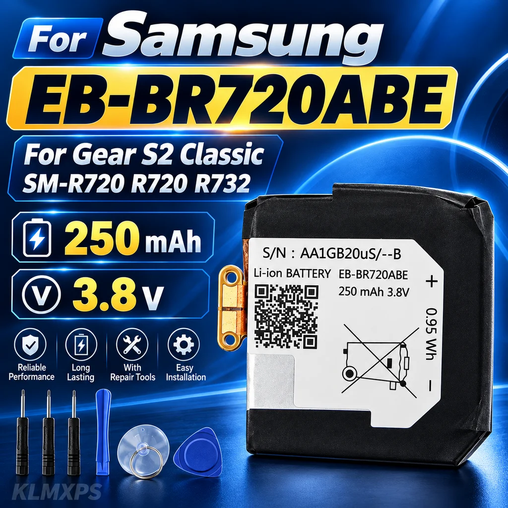 Replacement Smartwatch Battery For Samsung Gear S2 Classic SM-R720 R720 R732 EB-BR720ABE 250mAh Includes Repair Tool Kit