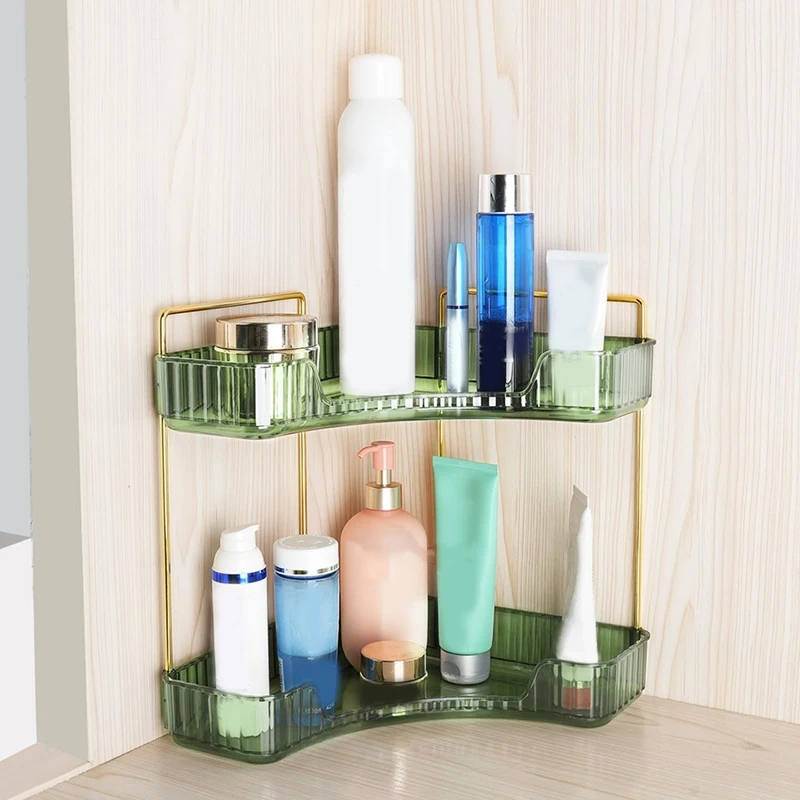 

2 Tier Bathroom Counter Organizer, Multi-Function Corner Bathroom Organizer Countertop, Makeup Organizer Perfume A Easy To Use