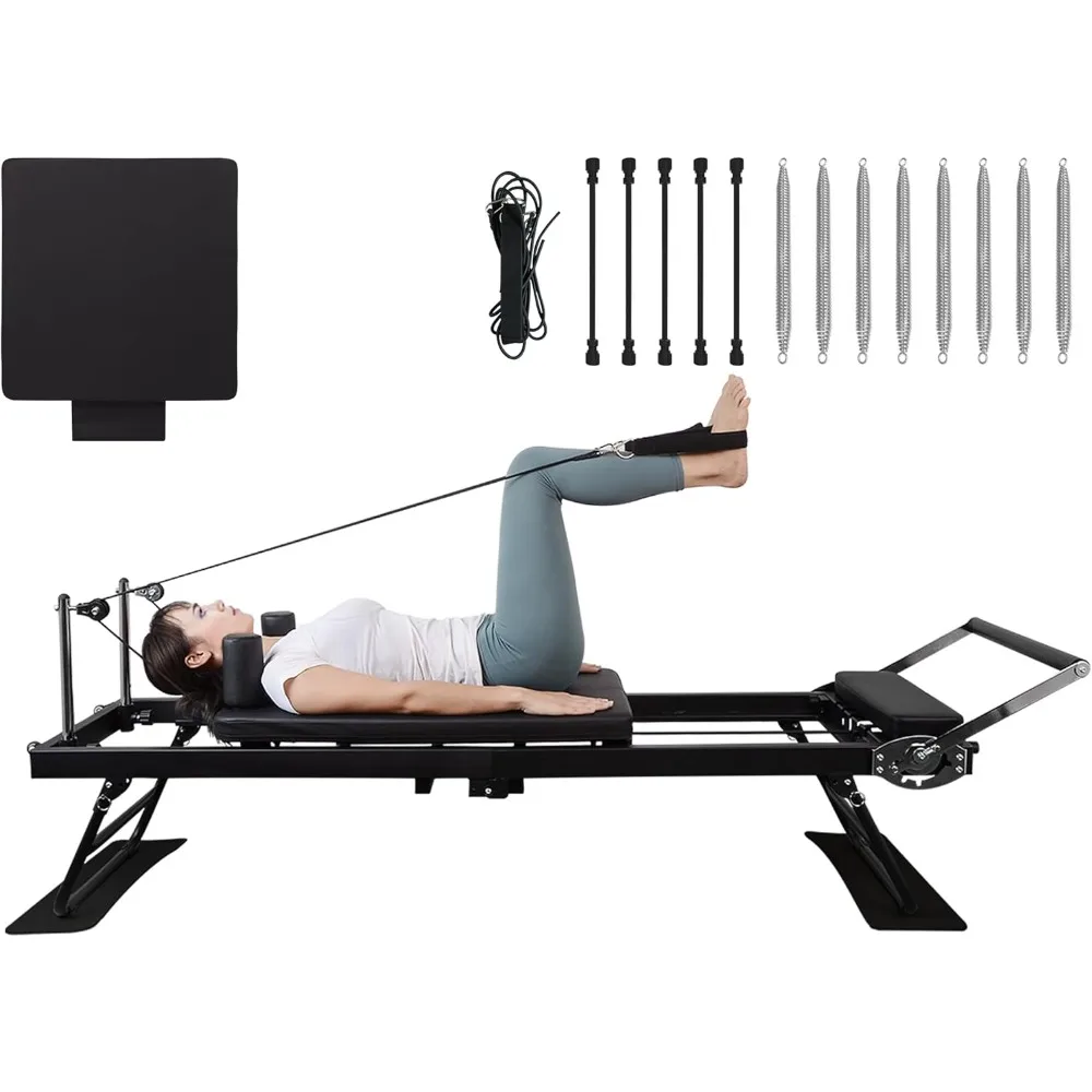 Pilates Reformer,Foldable Pilates Reformer Machine , Pilates Machine for Fome with Dual Resistance- Springs and Jump Board