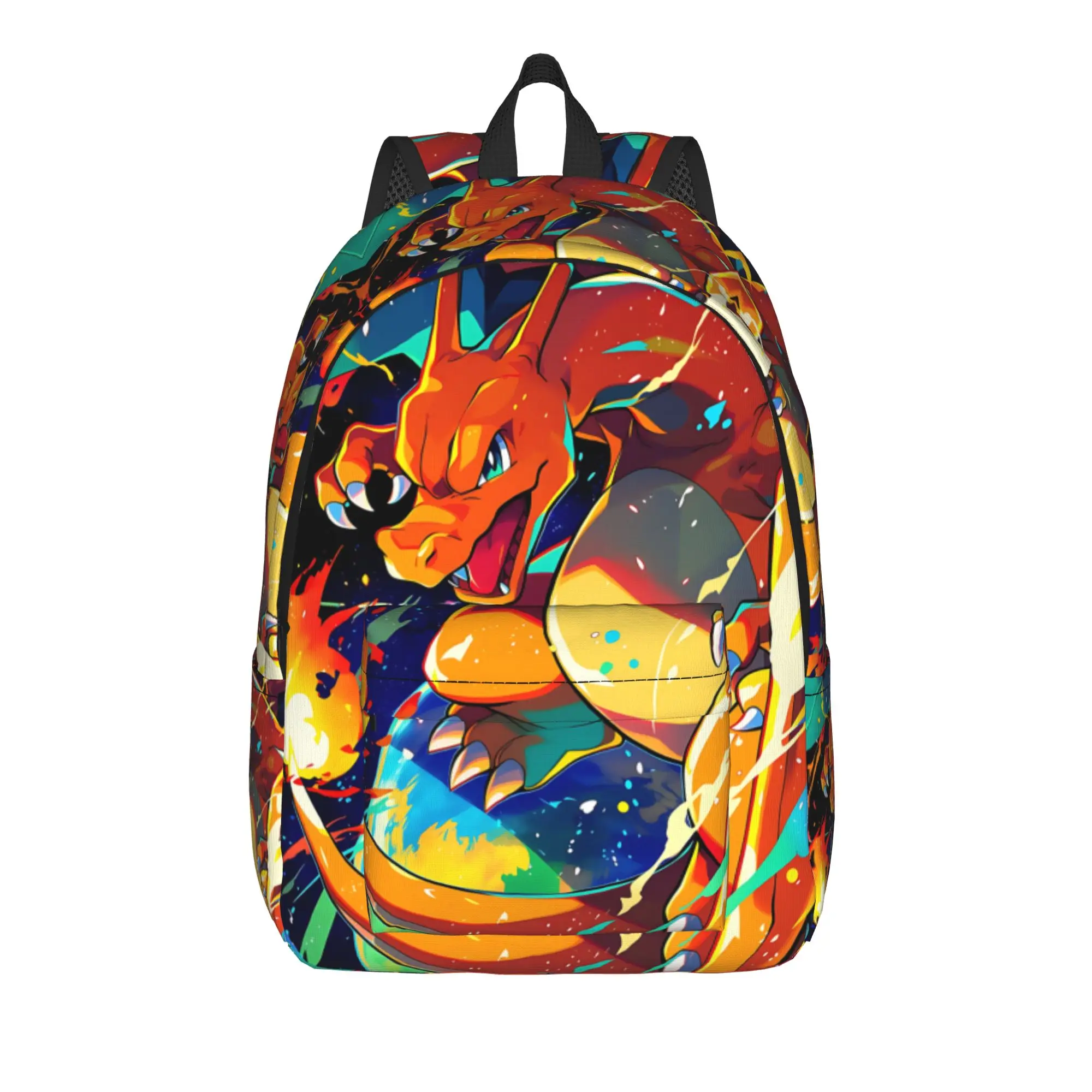 Fashion Pokemon Theme Charizard Fire Blast Backpack  Mochilas Solid For School Large Capacity Rucksack