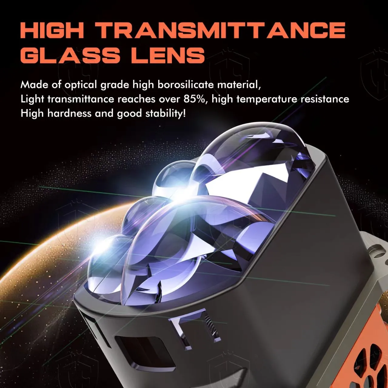 5 Eye Bi LED Headlight Projector Lens Dual Fan Cooling Laser High Beam Wide Low Beam Universal Car Retrofit Kit for Car Owners