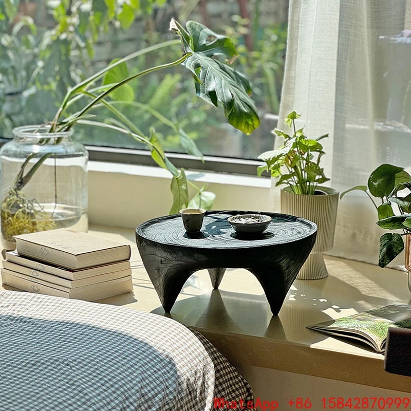 和風無垢材出窓丸テーブル