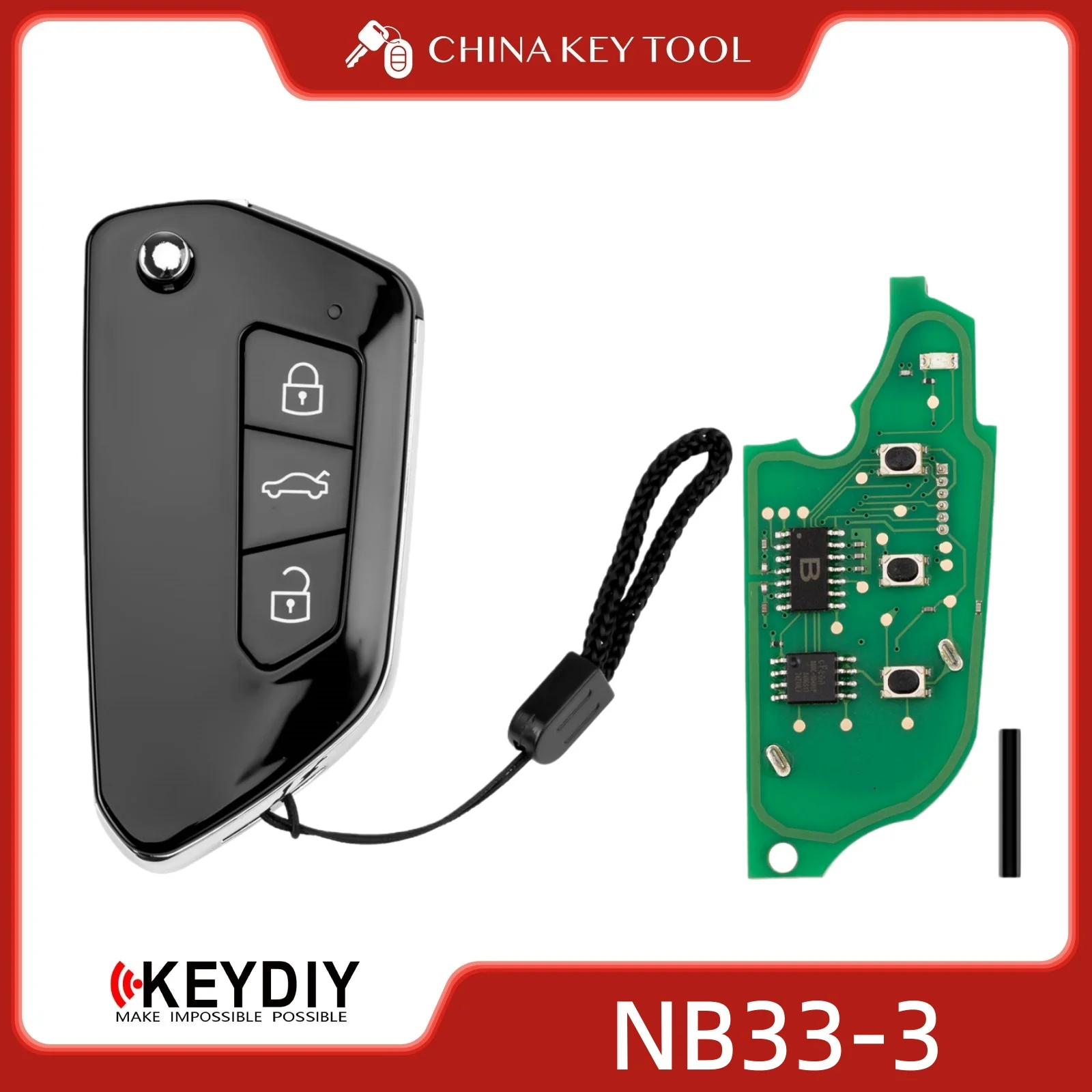 KEYDIY KD NB33-3 Universal Flip Remote Key 3 Buttons Compatible with VW Type