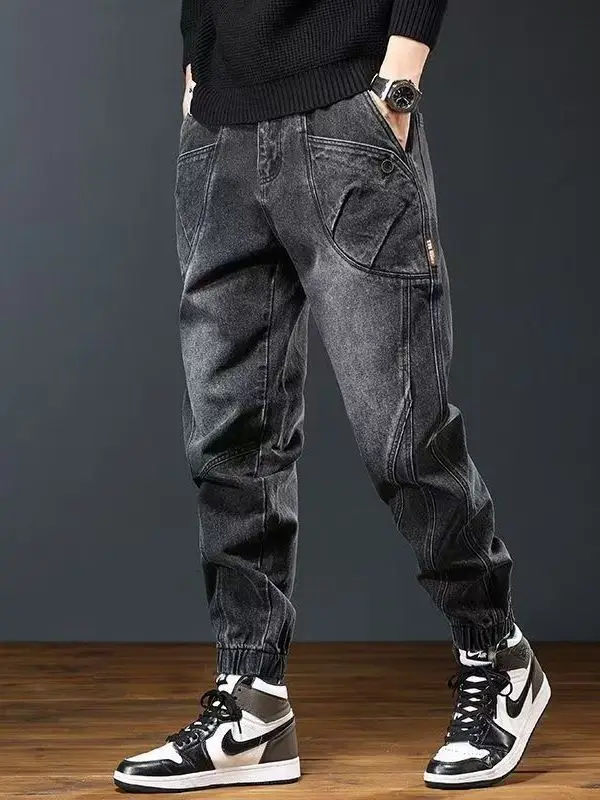Retro American Casual Workwear Jeans Men's High End Versatile Trousers Harlan Wear Resistant Work Pants Loose Fit Youthful