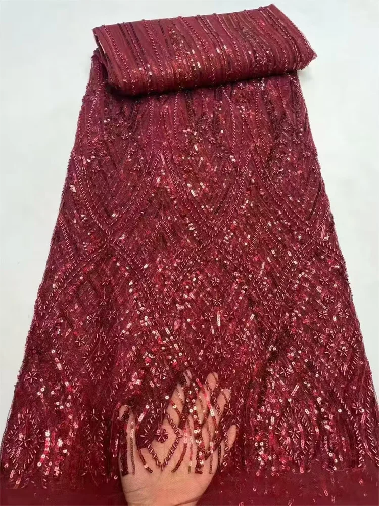 Luxus Afrikanische Orange Pailletten Spitze Stoff Hohe Qualität Französisch Tüll Spitze Stoff Für Nigerianischen Stickerei Spitze Stoffe Nähen