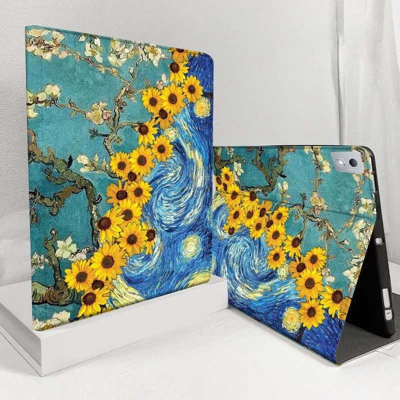 

Cartoon Sunflower Cat Pattern Case For Lenovo Pad Legion Xiaoxin Tab Y700 K10 M10 P11 3rd Pro GT Plus Gen 5G Tablet