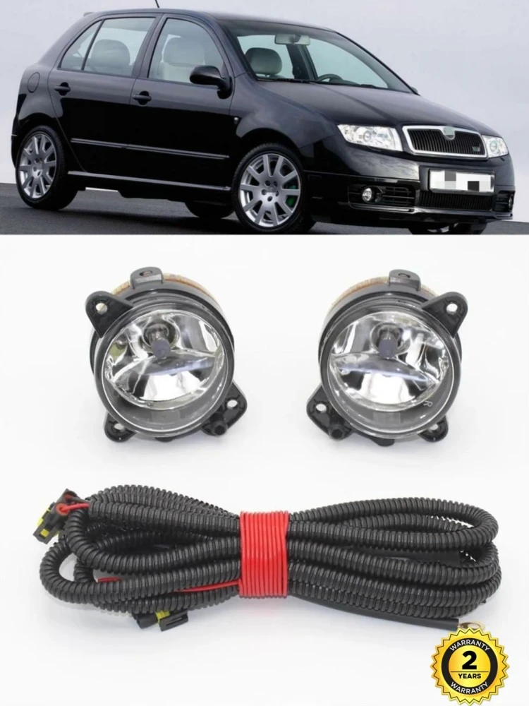 2 szt. Lampy przeciwmgielne do Skoda Fabia MK1 2005 2006 2007 2008 Przednie lampy przeciwmgielne / Przewody / Żarówki 9006 7H0941699B 7H0941700B — zdjęcie 2