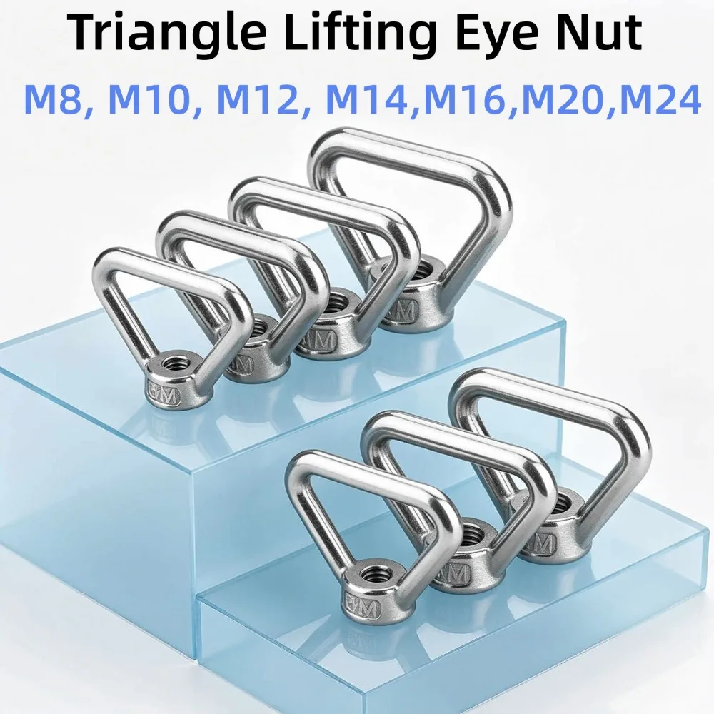 1pc 304 Stainless Steel Trapezoid Thread Triangle Eye Nut M8-M24 Lifting Ring Nut Used With Handle Bolts Suspension Hardware
