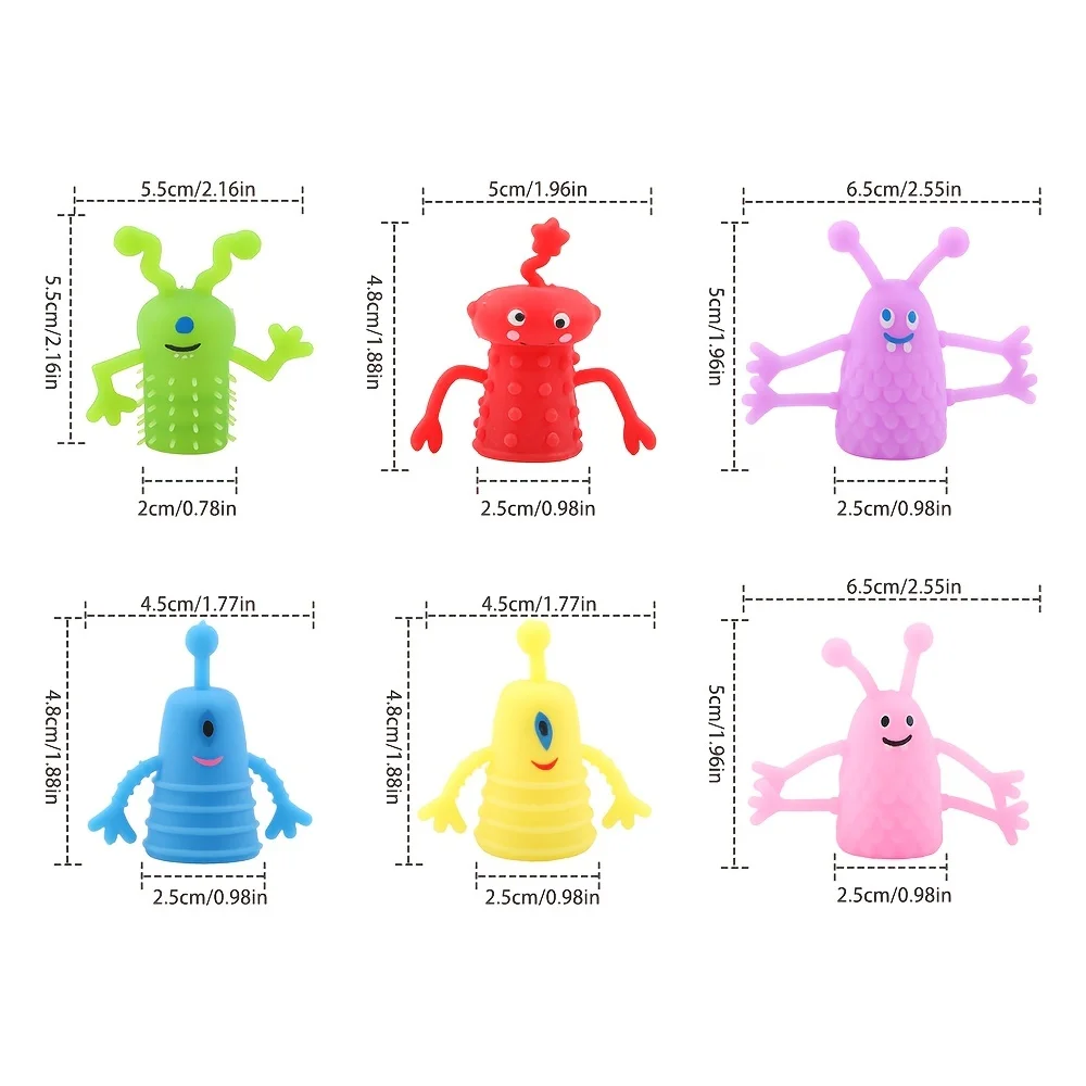 1/10 Pcs Finger Puppets Toys Funny Colorful Monster Stretchy Soft Rubber Finger Doll Toys for Children's Party Favors