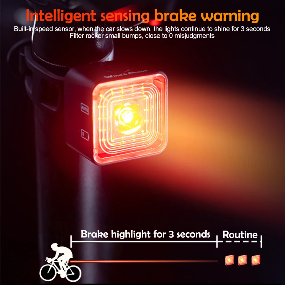 Imagem -04 - Smart Brake Sensing Front And Rear Bicycle Light Luz Traseira de Segurança Lâmpada de Ciclismo Noturna Ip66 Impermeável Usb Road Bike 120lm