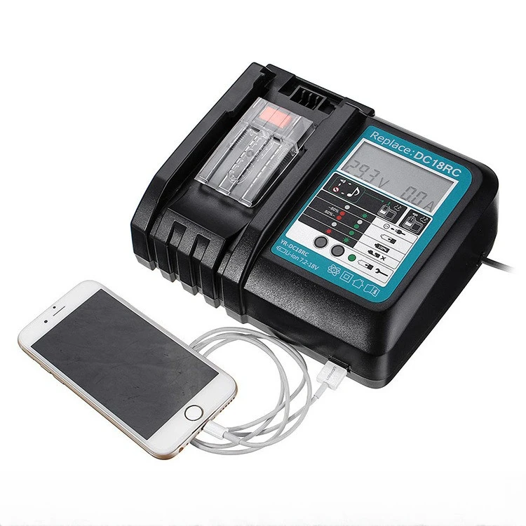 

For Makita DeWALT Milwaukee Bosch Muda charger DC18RC charger 18V lithium battery fast charging with LCD display USB port