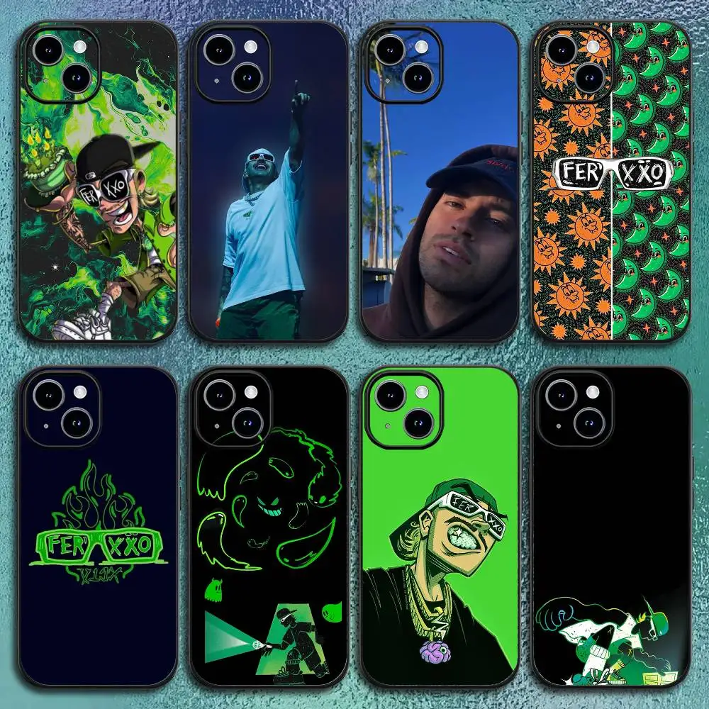 حافظة هاتف Singer F-Feid Ferxxo SIXDO لهاتف آيفون 11 12 13 14 15 16Pro Max Plus كلاسيكي أسود ناعم