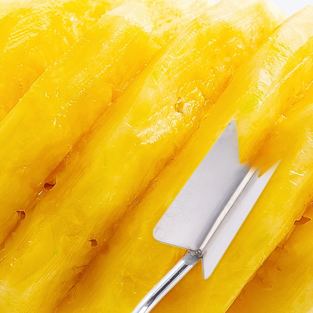 Stainless Steel Pineapple Peeler Shovel Wooden Handle Cutters V-Shaped Fruit Knife Pineapple Eyes Remover Kitchen Accessories