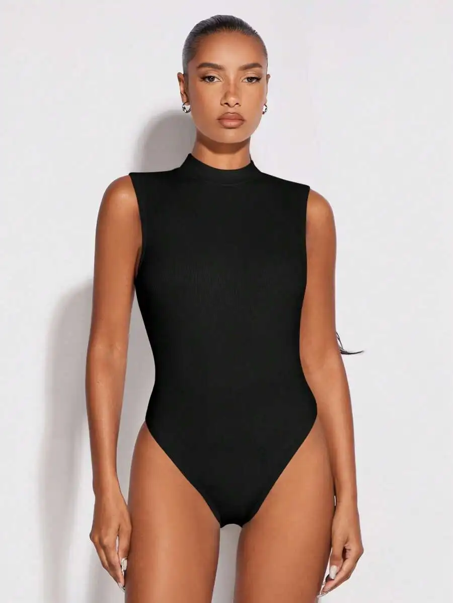 Backless Solid Tank Bodysuit for Women