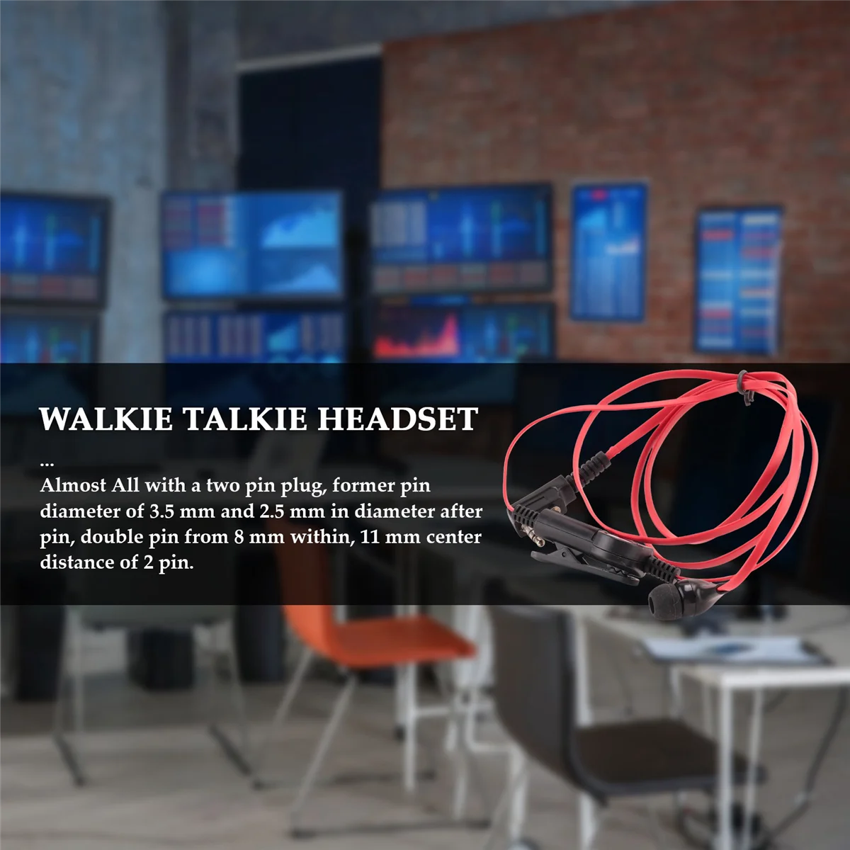 Auriculares de estilo Noodle para Baofeng, audífonos de 2 pines, con enchufe K, con cable rojo para Radio Baofeng Uv5R Bf-888S Uv5R