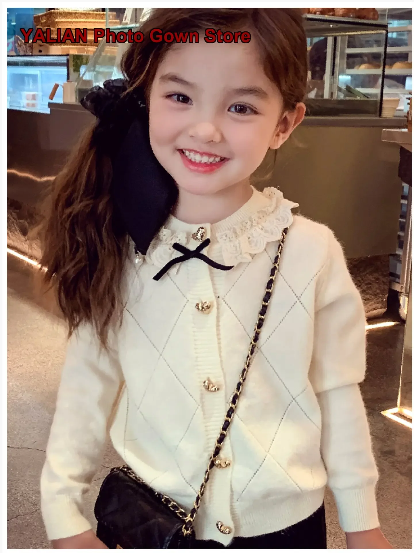 Girls Long Sleeves Knit Top Little Girls College Style Jacket Spring Autumn Kids