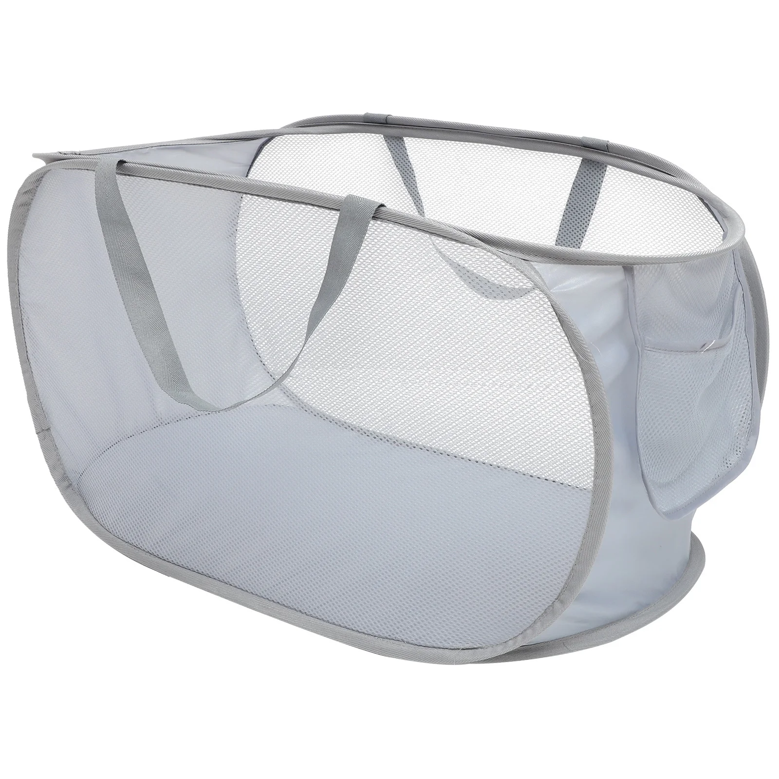 سلة غسيل شبكية قابلة للطي وقابلة للحمل بسعة كبيرة لتخزين الملابس مع مقابض قوية لتوفير المساحة للمنزل #2