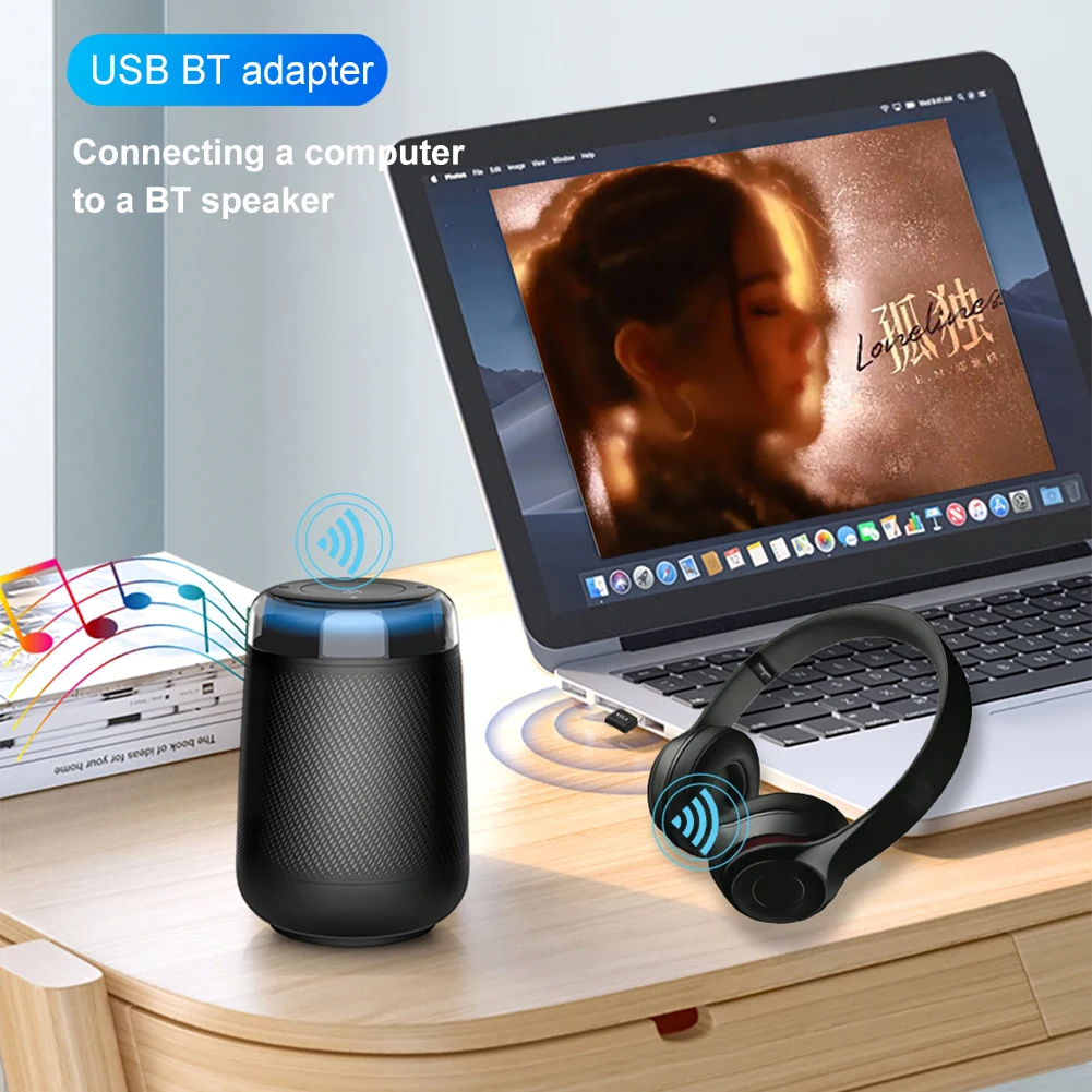 Transmissor Adaptador USB Bluetooth 5.4, Dongle Bluetooth Áudio, Adaptador USB sem fio para alto-falante do fone de ouvido do mouse do teclado