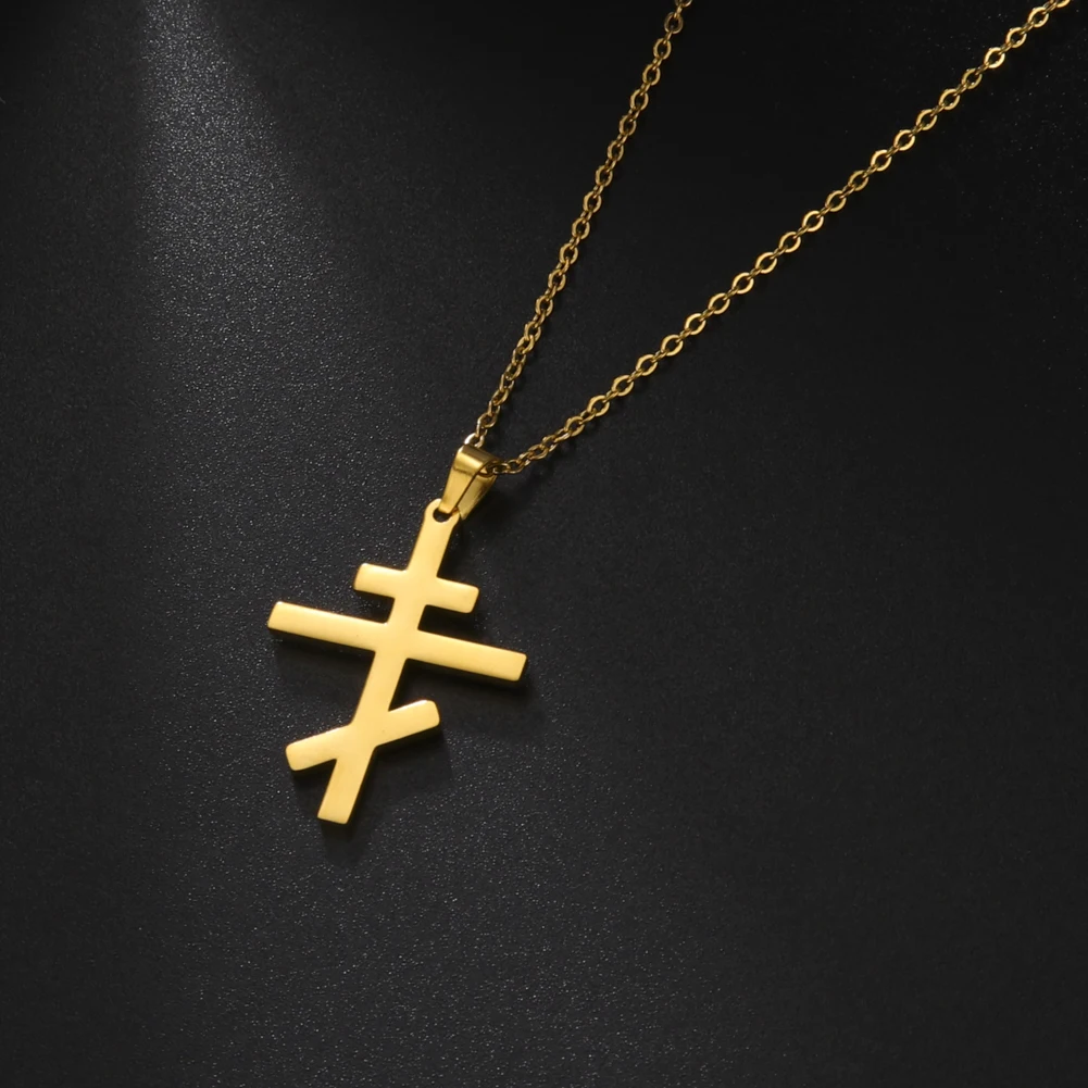 Orthodox Cross Pendant Necklace Vintage Amulet Stainless Steel Chain Anniversary Religion Jewelry Gifts for Women 2023 New In