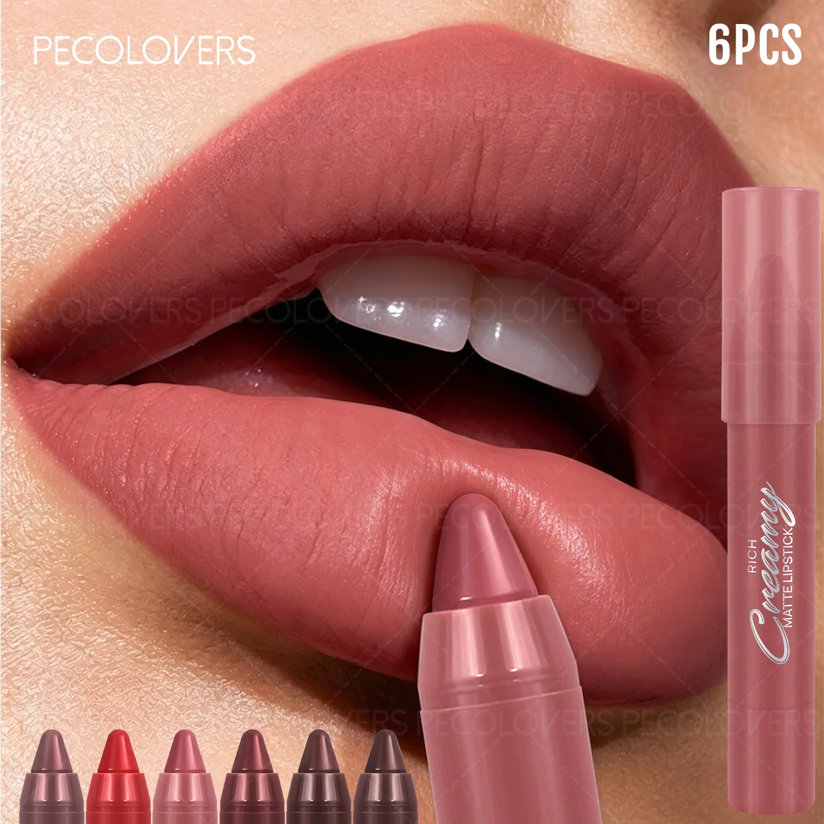 6PCS/SET Creamy Matte Lipstick Kit, 6 Versatile Everyday Lip Shades, Silky Smudge-Proof Lip Crayon, Smooth Glide-On Application, Lightweight Comfortable Wear, Travel-Friendly Beauty Essentials