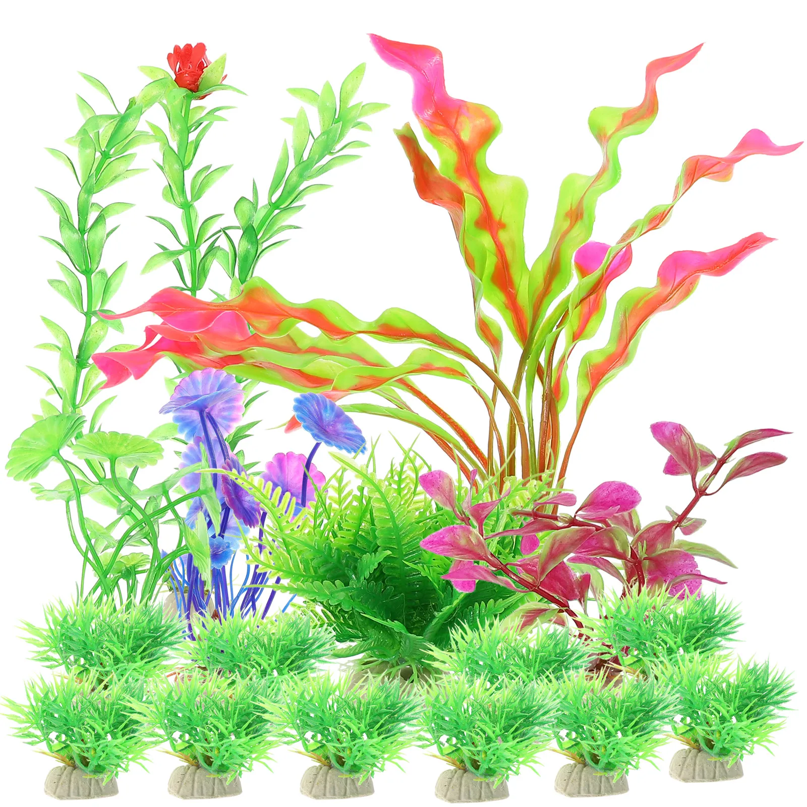 

16pcs Fish Tank Plants Realistic Lifelike Aquarium Decorations Safe Plastic Material Long Use Durability Small for Fish