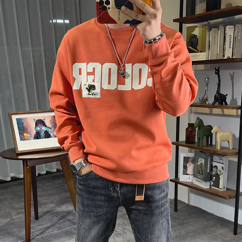 

Fashion O-Neck Korean Printed Letter Sweatshirts Men's Clothing 2025 Spring Autumn New Loose Casual Tops All-match Sweatshirts