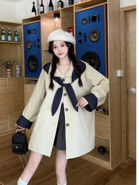 

plus Size Women's Vintage Briti Sle oulder Wrap Coat Loose Fit Autumn New Sle Slimming Versatile Open Cardigan Top