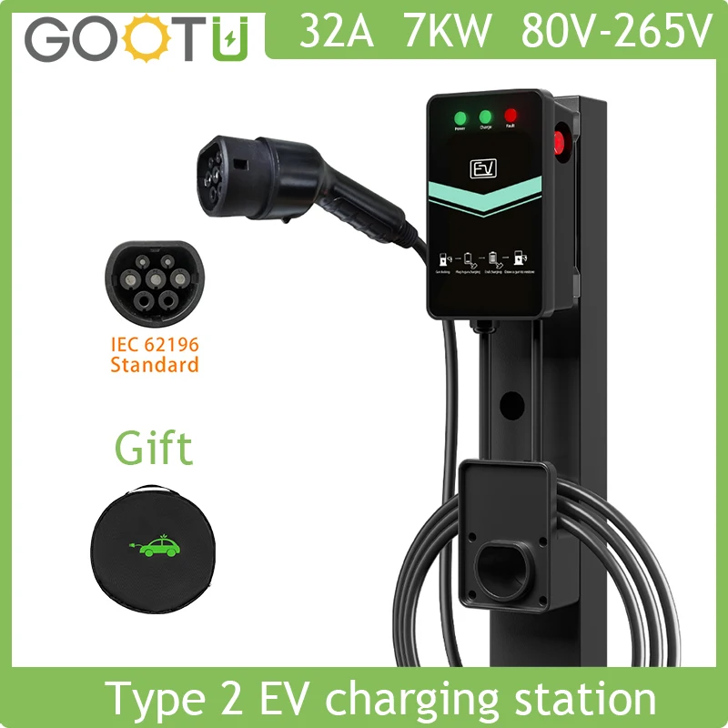 

EV Charging Station Cable 32A 7KW Electric Vehicle Car Charger IEC 62196-2 EVSE Wallbox Wall Mount Type 2 Cable 80-265V