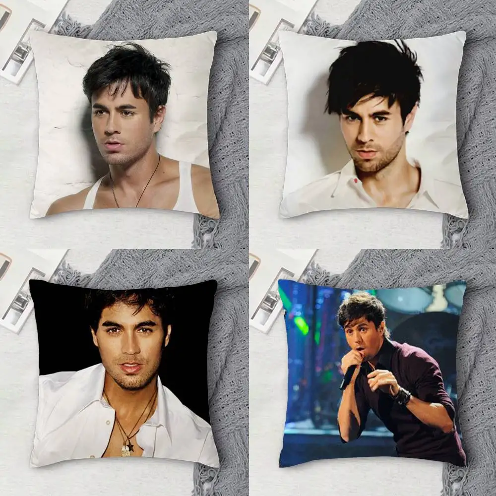 

E-Enrique Iglesias Double-sided Printed Square Decorative Cushion Cover for Sofa Living Room Home Decor
