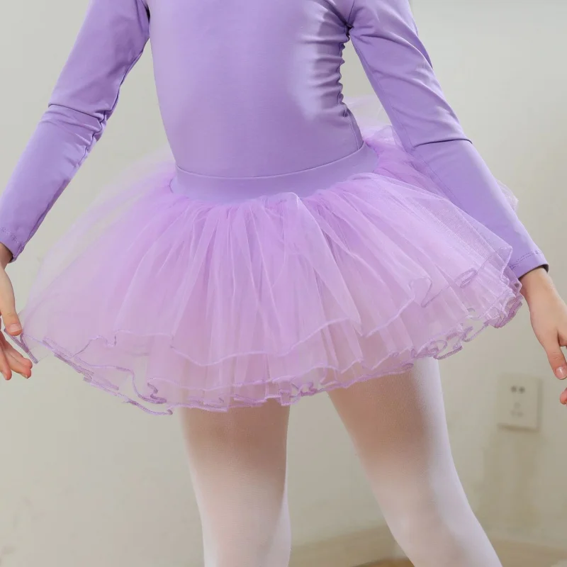 Bambini ragazza elegante balletto Dancewear gonne elastico in vita tinta unita gonna velo in Chiffon Costume da ballo professionale