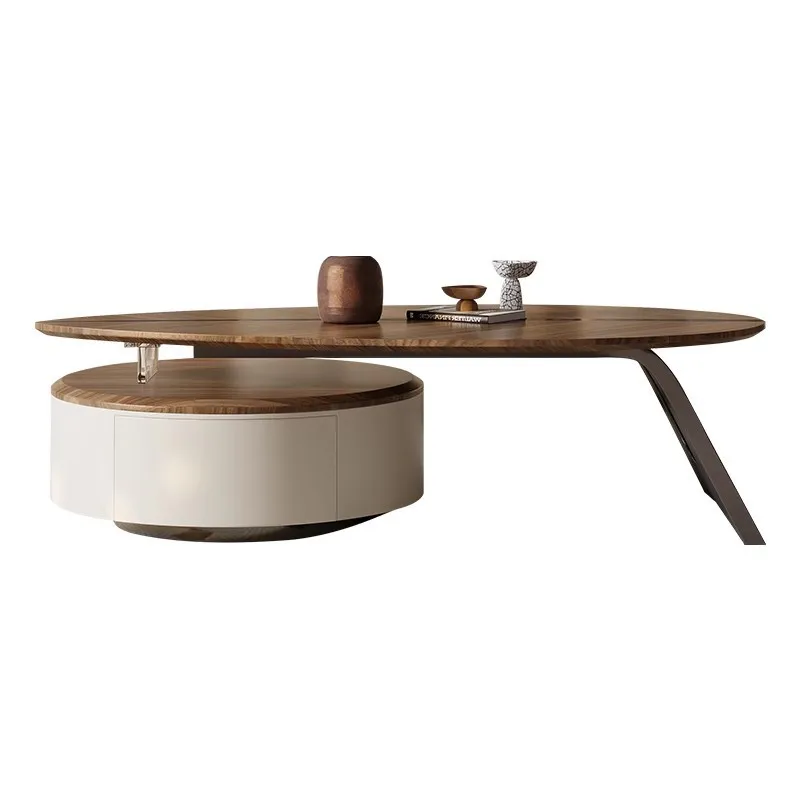 

Medieval style special-shaped leaf coffee table living room home French retro creative walnut color coffee table combination