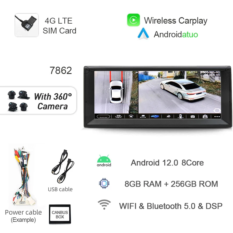 10.25 "720P Auto Android 12 8Gb + 256Gb Autoradio Navigatie Gps Speler Bluetooth Wifi Voor Bmw X5 E53 5 Series E39 M5 1996-2007
